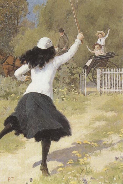 Percy tarrant She gave a Sort of Shout and ran towards  us (mk37) Germany oil painting art